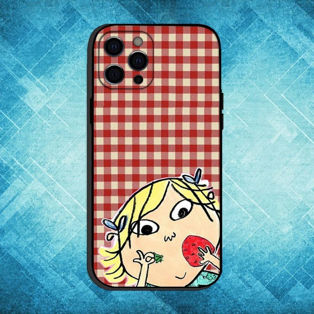 

C-Charlie And L-Lola Anime Phone Case For iPhone17,16,15,14,13,12,11 Plus,Pro Max Soft Black Cover iPhone13