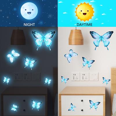 6/1 Sheets Luminous Butterfly Wall Stickers Glow In The Dark Wall Decals DIY Butterfly Wallpaper For Kids Room Bedroom Decors