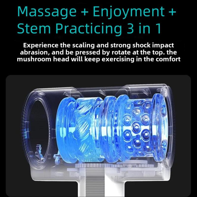Male Automatic Masturbation Cup Glans Penis Stimulator Telescopic Rotating Blowjob 3D Simulation Vagina Male Adult Products