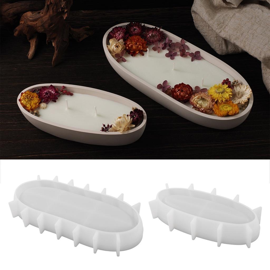 Oval Cement Ship Shape Candle Jar Silicone Molds DIY Concrete Plaster Flower Pot Wax Box Candle Tray Mould Home Decor