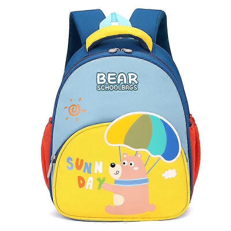 Cute cartoon kindergarten children's schoolbag boys and girls backpack 33*27*15cm Blue-yellow