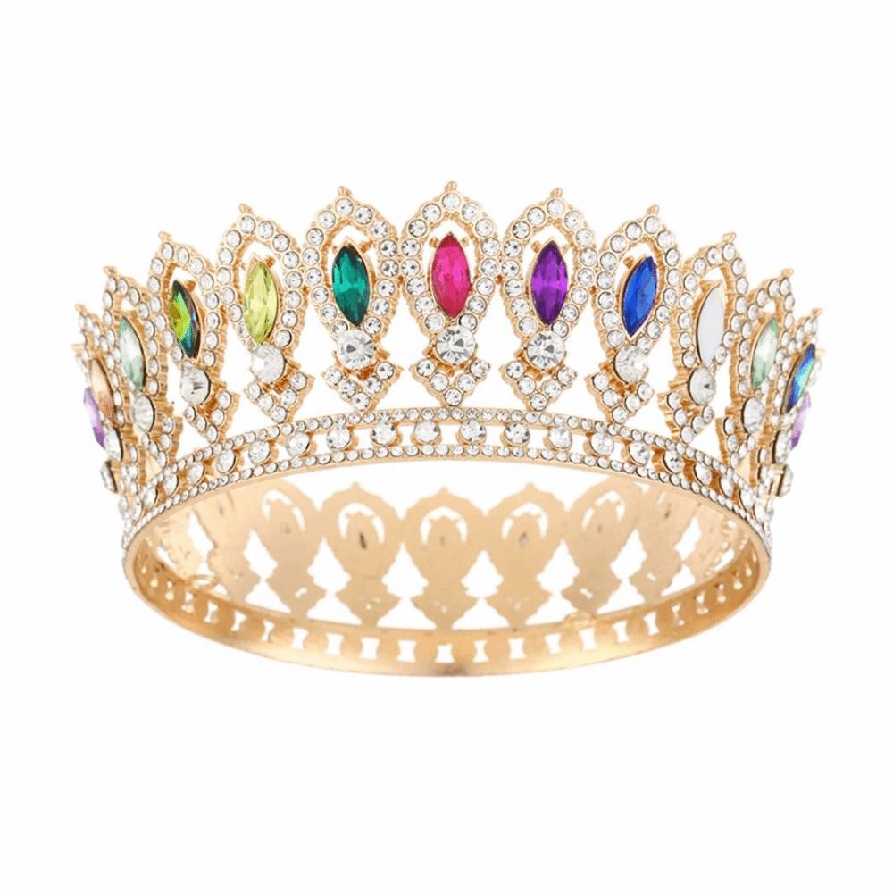 Round Baroque Pageant Crowns European Bridal Wedding Crowns Princess Queen Tiara  for Women