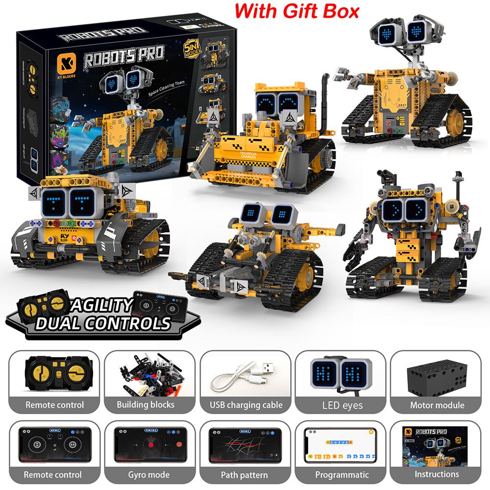 2026 Robot LED Creativo Tecnico 5 in 1 High-tech App Giocattoli Rc Modello Costruzione Educativa DIY Mattoncini Per ragazzo Regali di Natale
