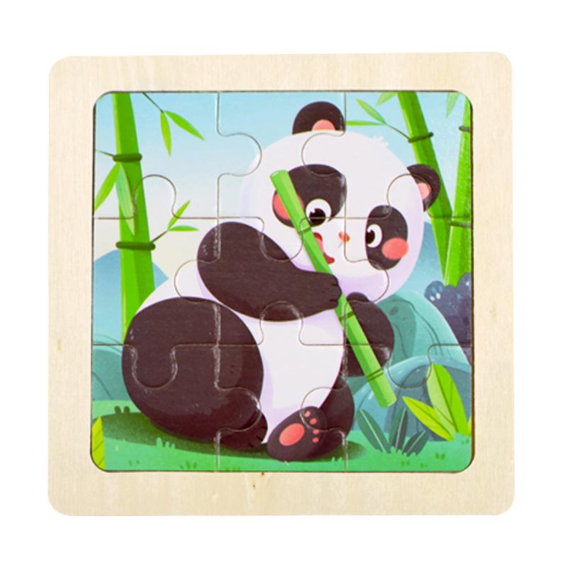 Small Children's 9-piece Wooden Plane Puzzle Cartoon Animation Puzzle Baby Educational Early Education Toy