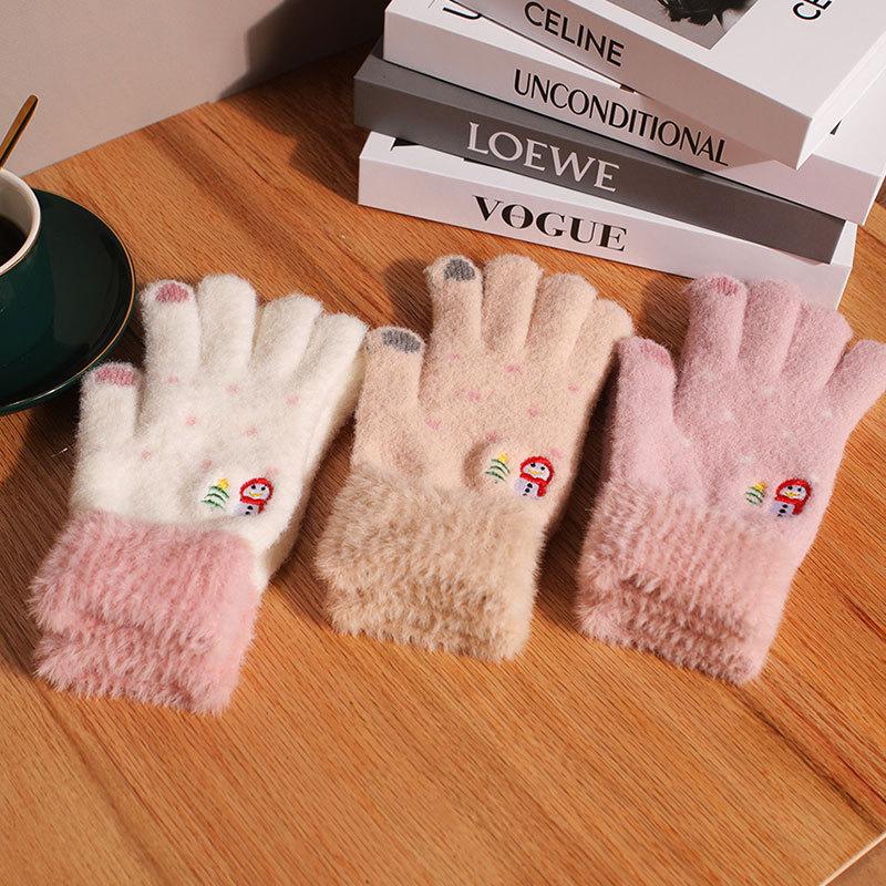 Winter Female Ins Cute Velvet Cold-proof Soft Girl Cycling Five-finger Cycling Season