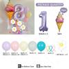 5pc/set Flower Balloons Tower 32inch Purple Number Balloon for Kids Adults Happy Birthday Party Decoration DIY Party Supply