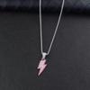 Hot-selling Pink Lightning Pendant Necklace In Europe and America, Men's and Women's Hip-hop Versatile and Non-fading Sweater Chain Accessories