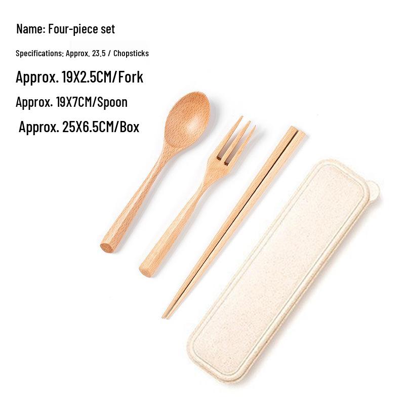 Portable Wooden Cutlery Set: Chopsticks, Fork, Spoon with Cloth Bag for Outdoor Travel