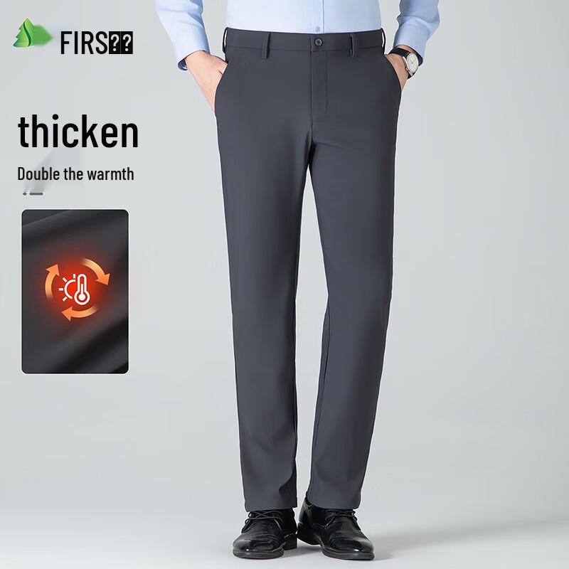 

Shanshan Men s Winter Fleece-Lined Straight Casual Trousers 38