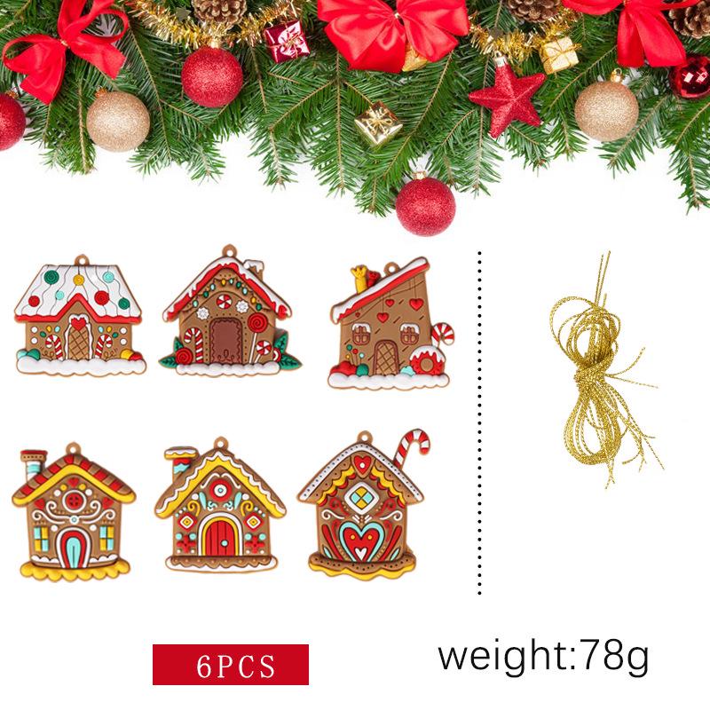 Cross-Border PVC Gingerbread House Ornaments - Soft Rubber Hanging Decorations for Christmas Trees & Scenes