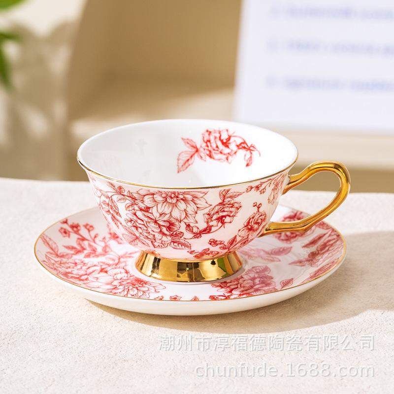 Paryski Róż Porcelana Kostna Filiżanka Spodek Zestaw Filiżanka do Kawy Pudełko Prezentowe Premium Filiżanka do Popołudniowej Herbaty Spodek Łyżeczka Prezenty Ślubne