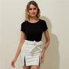 Women's Fashion High Waist Bandage Bowknot Zipper Skirt Casual Sexy Slim Leather Skirt