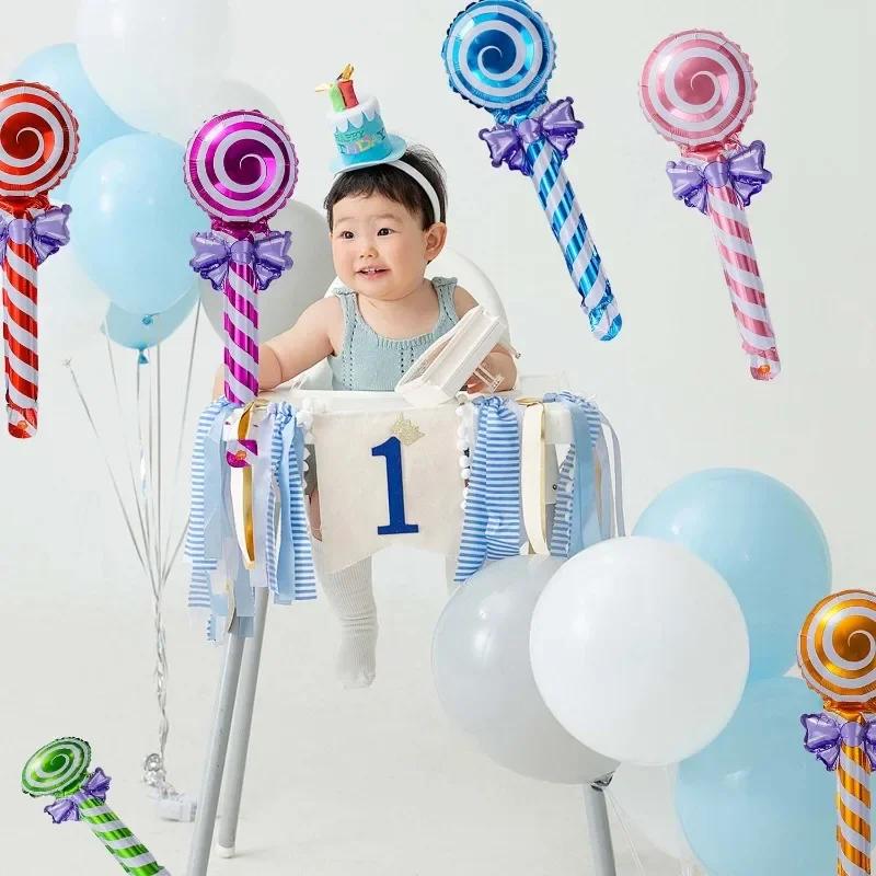 60/6pcs Balões Coloridos de Pirulito Folha de Alumínio Portátil Balões de Doce Natal Aniversário Decorações para Festa de Casamento