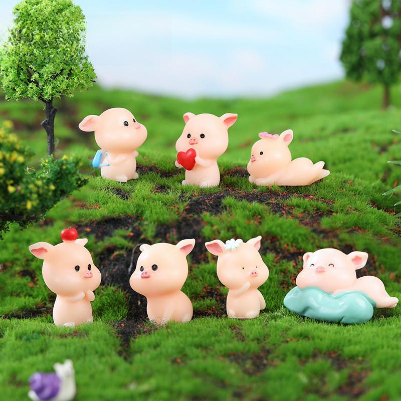 Pig Toy Gift Microlandscape Multiple Poses Resin Material Decoration Desktop