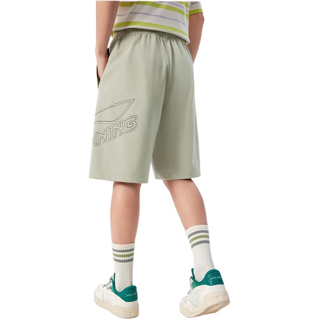Li Ning Lifestyle Series Sport Minimalist Solid Color Elastic Letter Casual Shorts Men Shorts Lime AKSV529-2