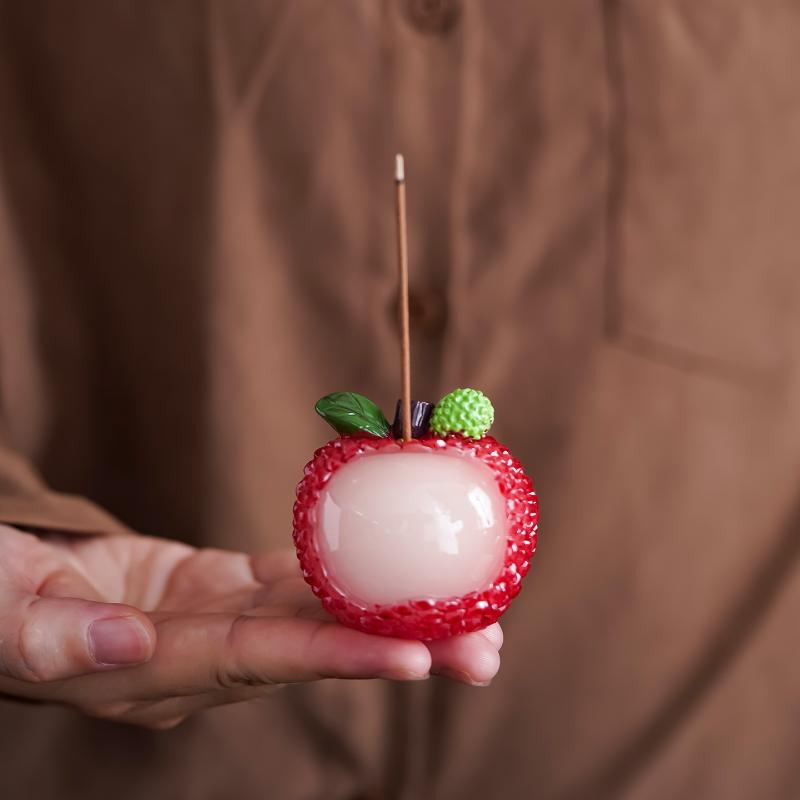 Lychee Fruit Shaped Incense Burner Mini Auspicious Cloud Tray for Sandalwood Agarwood Home Aroma Diffuser