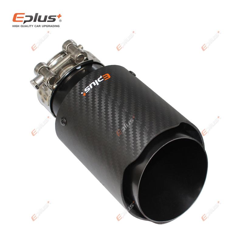 EPLUS Auto Matt Carbonfaser Auspuffendrohr Auspuffanlage Rohr Auspuffendstücke Düse Universal Gerade Edelstahl Schwarz Für Akrapovic