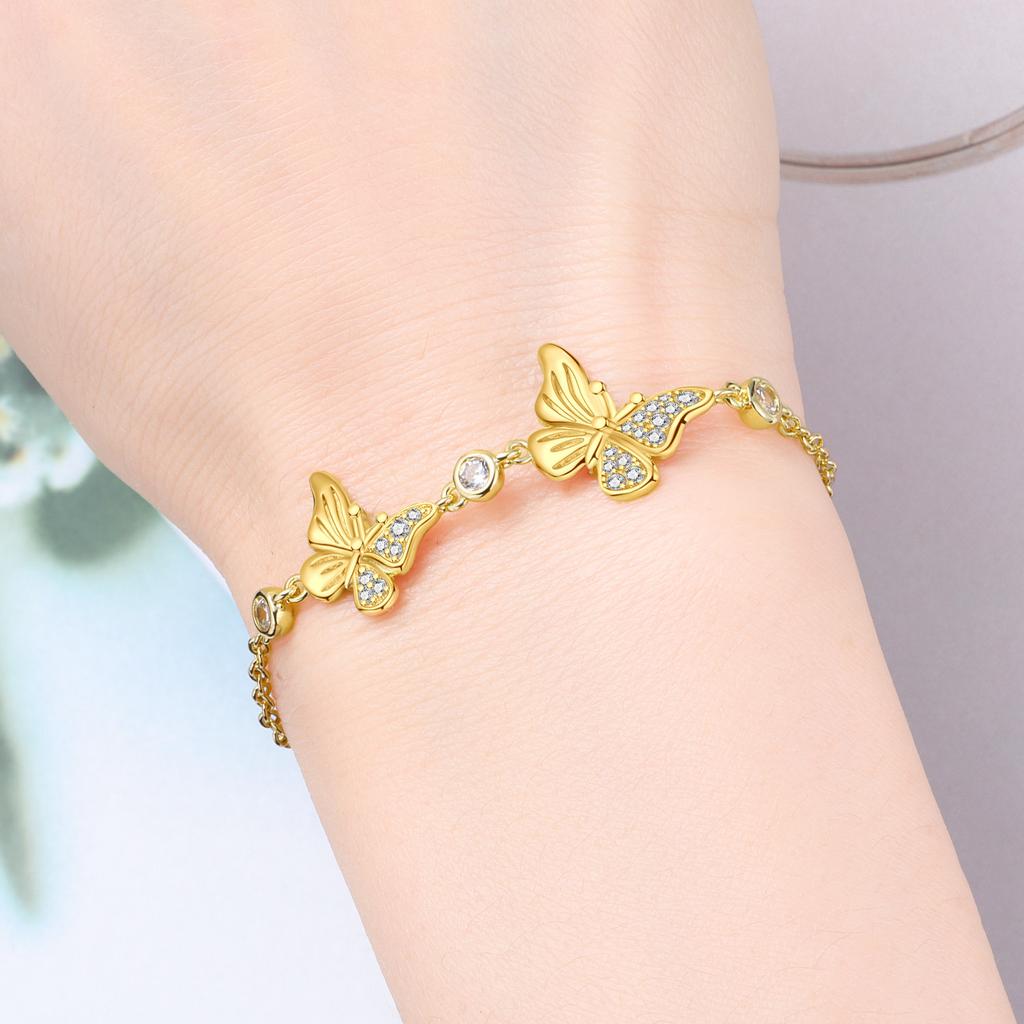 S925 Silver Adjustable Butterfly Bracelet Chain Link Women Bracelet Jewelry Party Trendy Anniversary Gifts