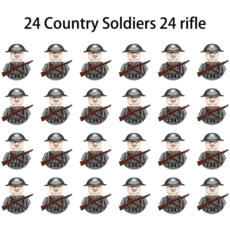 Non-Toxic 24Pcs Military Figure Ww2 Military Product Soldier Figure Building Blocks Children'S Holiday Gift Toys Gifts Funny