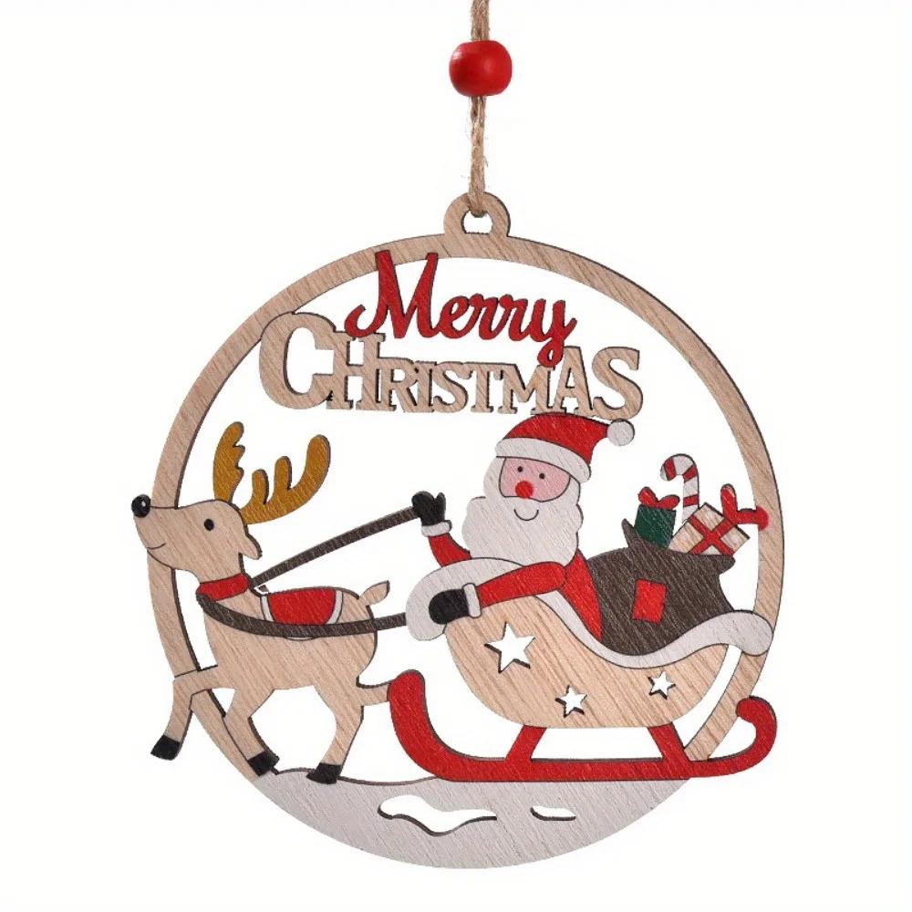 Pendants Christmas Decorations Wooden Pendants Hollowed-out Old Man Hang Out Decorations Christmas Tree Decorations Home Decor