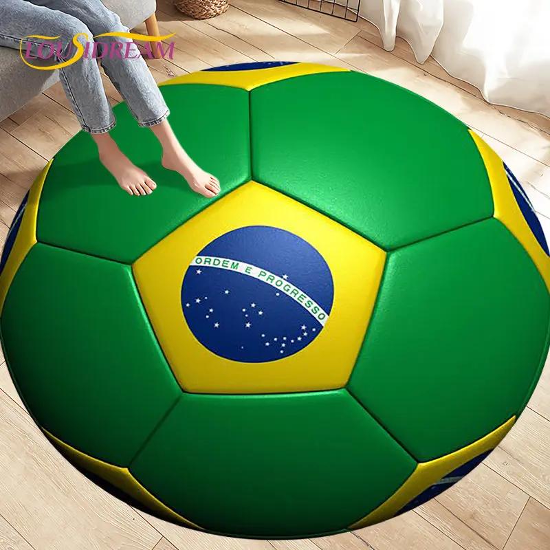 3D Cartoon Soccer Football Circle Area Rug Large,Round Carpet Rug for Living Room Bedroom Sofa Decoration,Kids Play Floor Mat