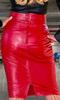 Stylish Formal Wear Soft Women's Skirt Red Genuine Lambskin Leather Party