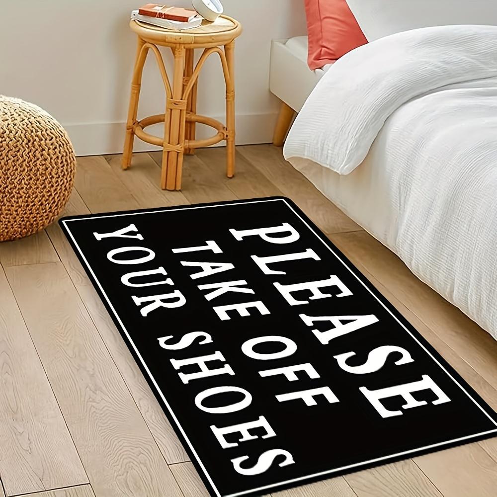 Please Remove Shoes Doormat - Black Non-Slip  Rug for Living Room Bedroom Game Room, Easy Clean Floor Mat Entryway Decor