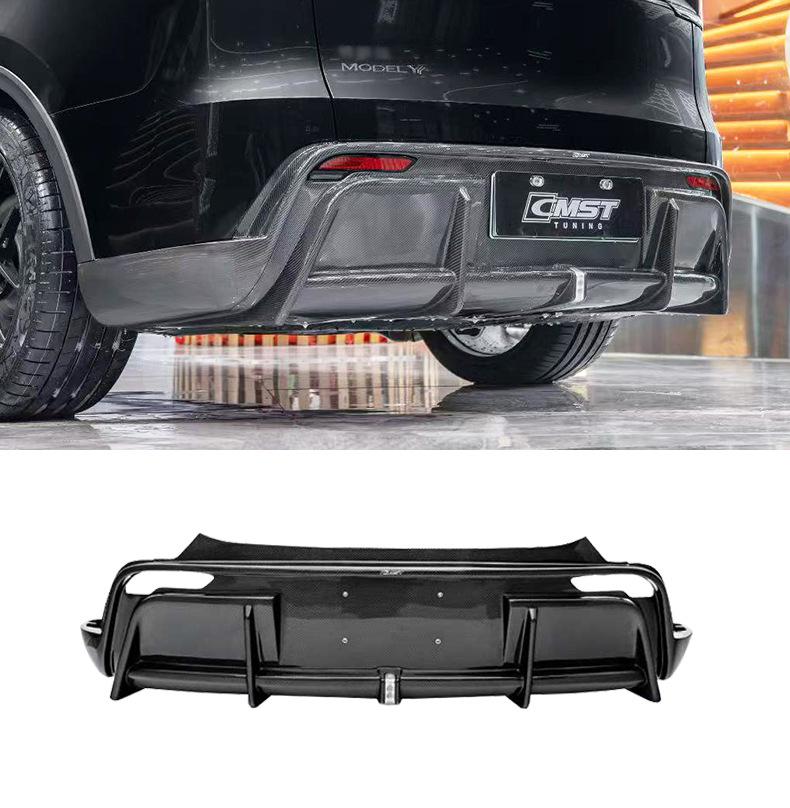 Tesla Model YL CMST Style Real Carbon Fiber Front & Rear Lip Hood Kit