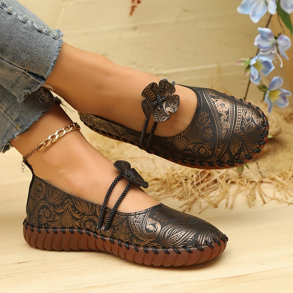Plus Size Hand-Stitched Soft-Sole Casual Loafers for Women New Cross-Border Graffiti-Print Breathable Slip-On Loafers