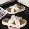 Women Spring Solid Color Cross Style Indoor Slippers Summer Casual Thick Flat Bottom Anti Slip Beach Sandals Shoes 36-41