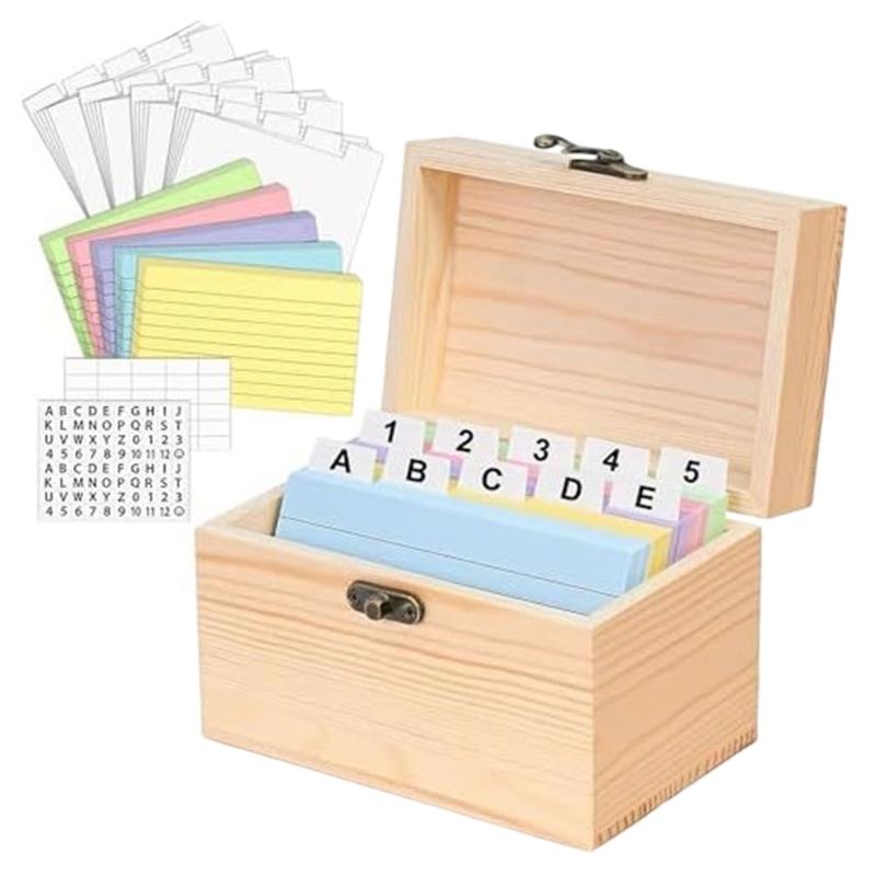 Natural Material Index Card Holders 6 Assorted Colors 150 Sheets Ink Control Technology Compacts Office Home Organizers