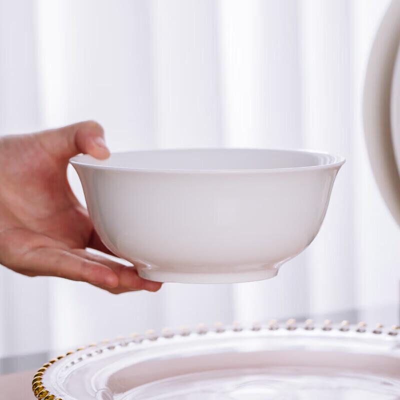 Jingdezhen Pure White Ceramic Noodle & Soup Bowls (Set of 2)