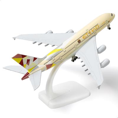 20 cm großes Etihad A380 Flugzeugmodell mit Ständer, Metall-Druckguss, Kinderspielzeug, Souvenir, Sammlerstück, Geschenk für Luftfahrtbegeisterte