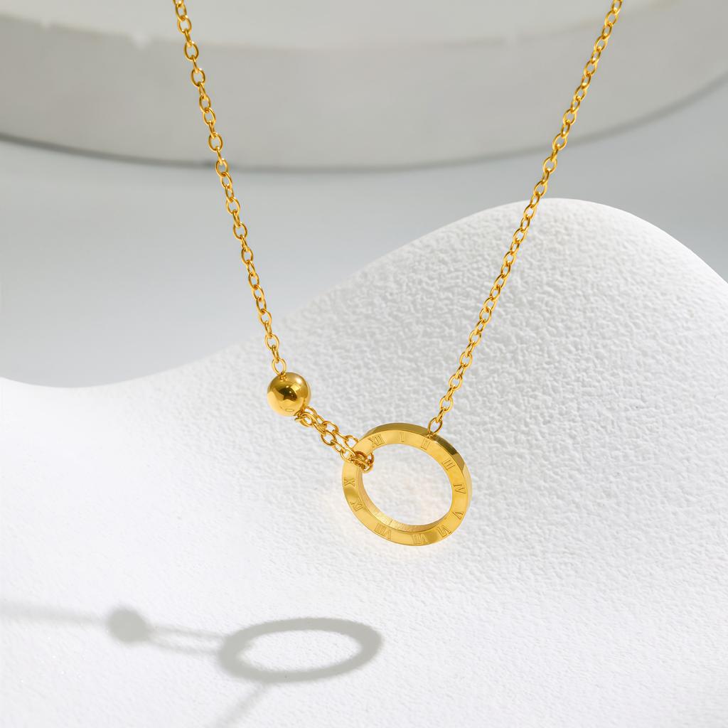Cold Wind Roman Small Gold Ring Necklace Titanium Steel Collarbone Chain Women'S Niche Design Does Not Fade