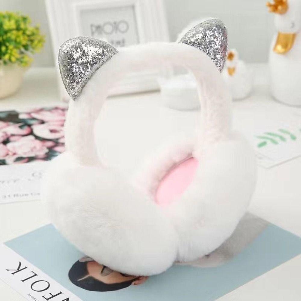 Ear Muffs Folding Cartoon Glitter Sequin Frostproof Warm Headband Earflaps Ear Protectors Earmuffs