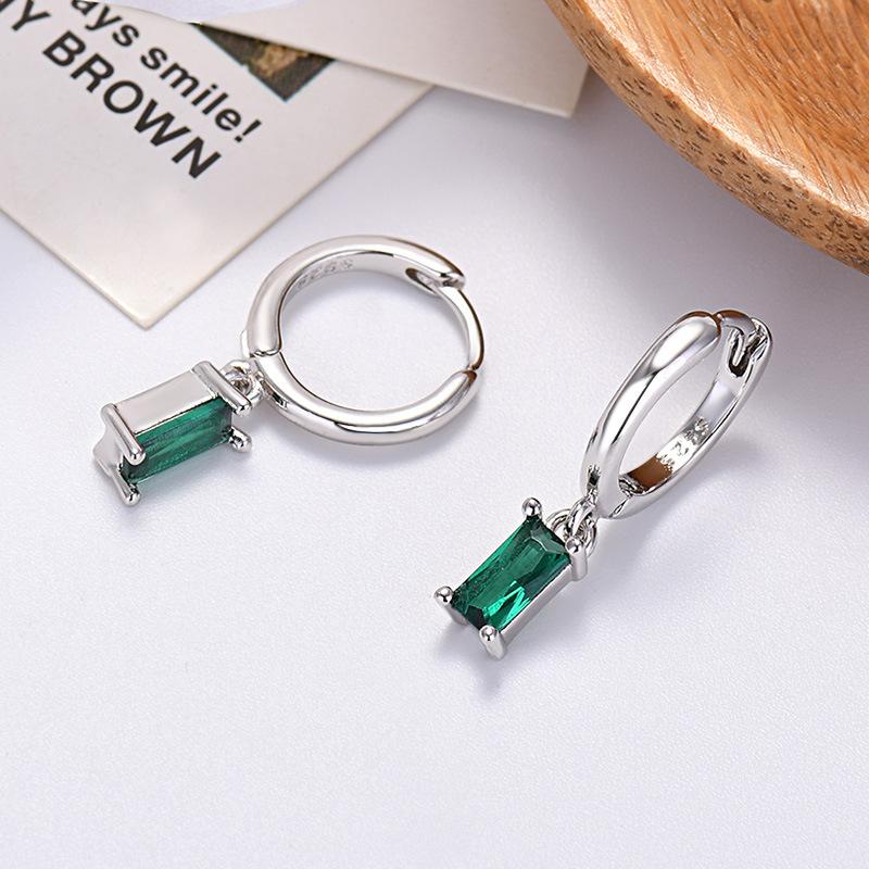 Rectangle Color Zircon Earrings, Simple, Fashionable And Exquisite Earrings.