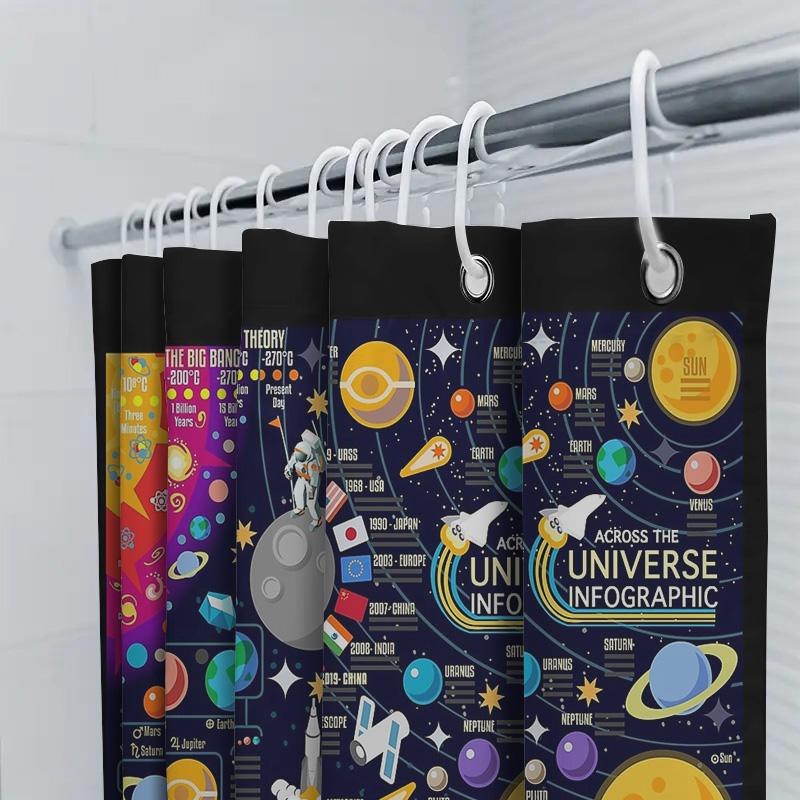 Space Galaxy Universe Shower Curtain Nebula Starry Sky Home Decor Planets Room Darkening Washable