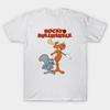 Men Black Print T-shirt Rocky And Bullwinkle No-Cut Transfer Paper Print Cotton Tshirt