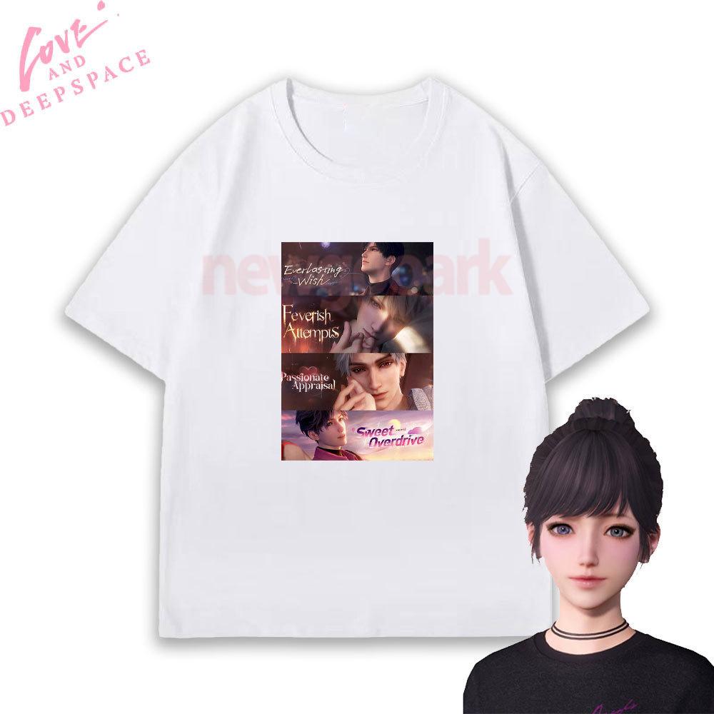 Love and Deepspace Choose Your Guy Zayne Xavier Sylus Rafayel Graphic T Shirts Woman Man Couple Otome Game Anime Cotton Tshirt