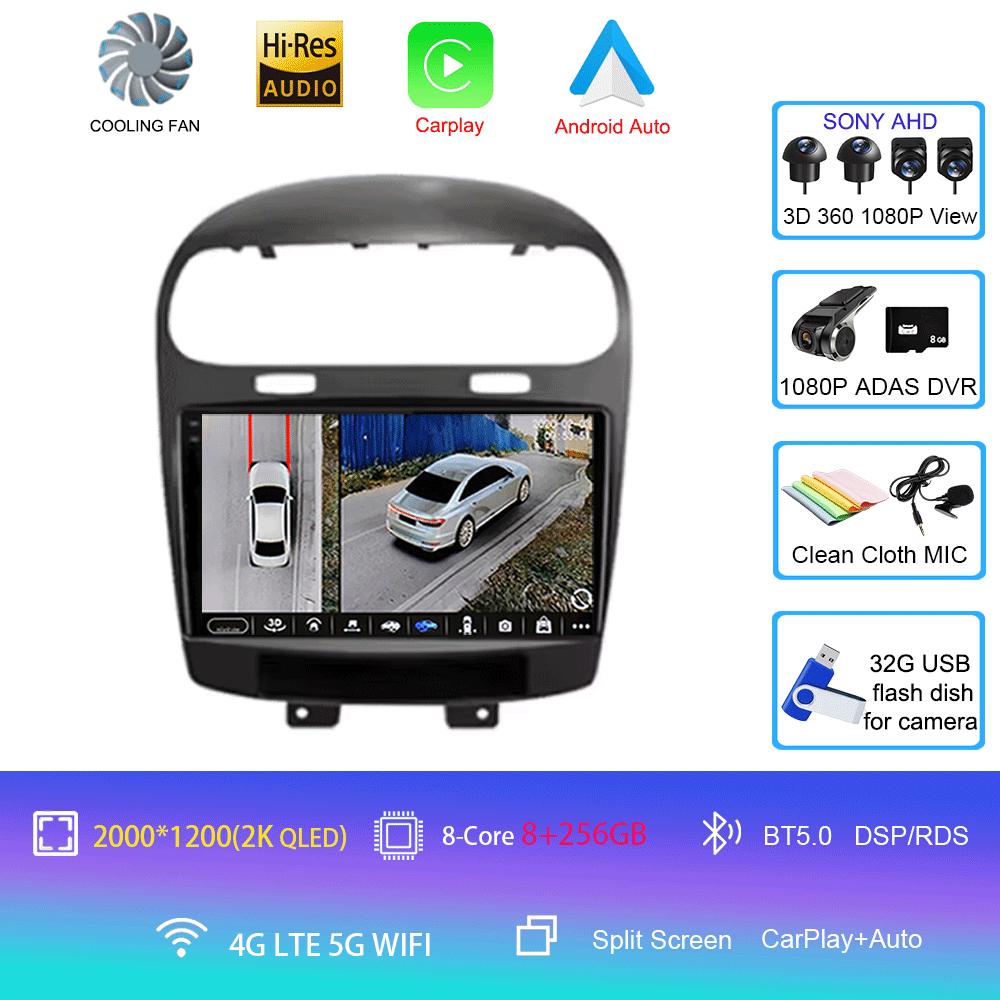 For Dodge Journey Fiat Leap Freemont 2011 - 2020 Car Radio Multimedia Player Navigation GPS DSP 4G Wifi Carplay Auto Android 14