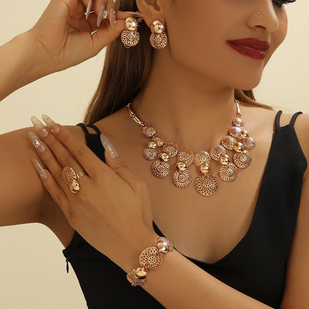 Cross-Border Fashionable Water Drop Jewelry Set: Necklace, Earrings, Ring & Bracelet for Weddings & Formal Events