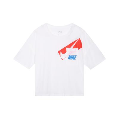 Camiseta Feminina Dri-Fit Manga Curta Estampa de Letras Caimento Solto Branco DC7190-100