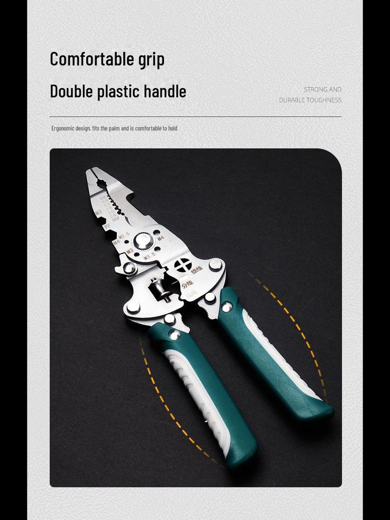Key Brand Foldable Multi-Function Wire Stripping and Cutting Pliers for Electricians