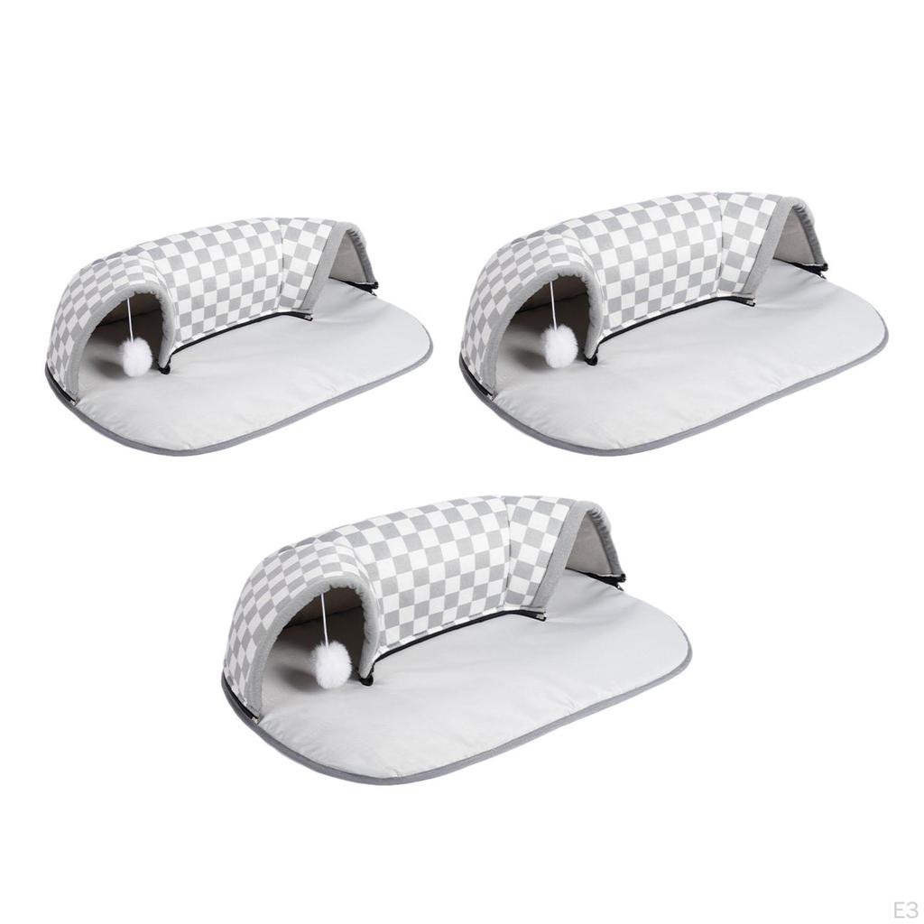 2 In 1 Cat Bed Play Tunnel Foldable Soft Cats Tubes Toys Interactive with Removable Mat for