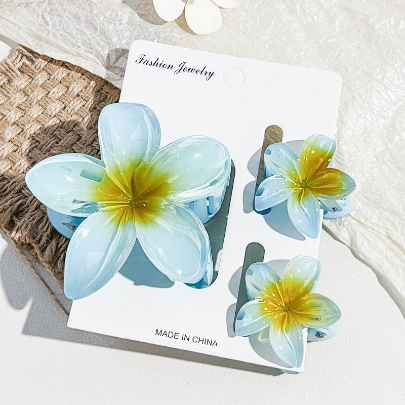 Frangipani Hairpin Beach Vacation Style Bauhinia Flower Updo Shark Hairpin Set