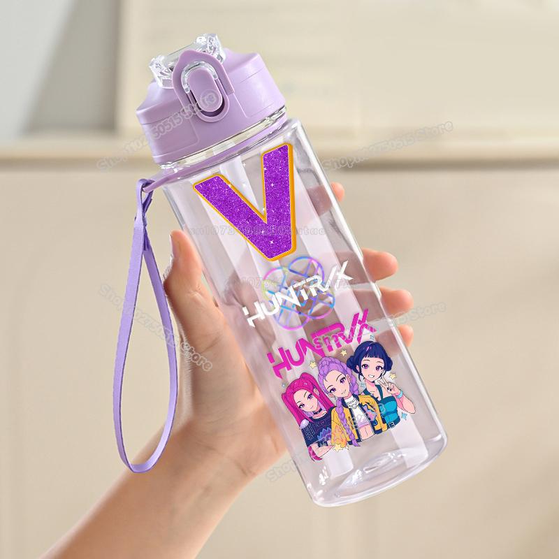 900ml KPop Łowcy Demonów List Butelka na Wodę Rumi Mira Zoey Dziewczęca Szkolna Kubek na Napoje Duża Pojemność Dziecięca Sportowa Outdoorowa Butelka ze Słomką