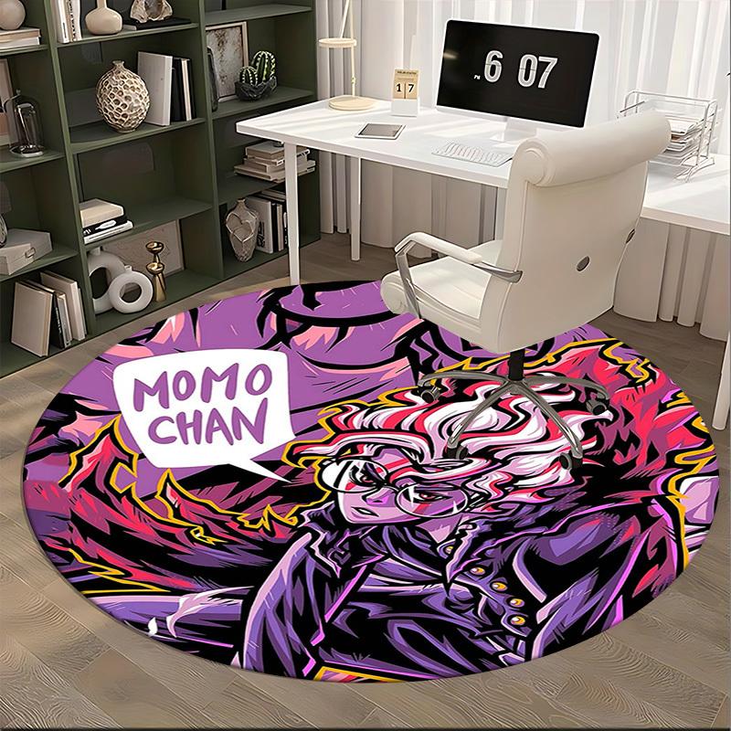 1pc Momochan Anime Cartoon Design Round Carpet - Office Chair Mat, Non-Slip Rug for Home Decor, Living Room, Bedroom, Game Room