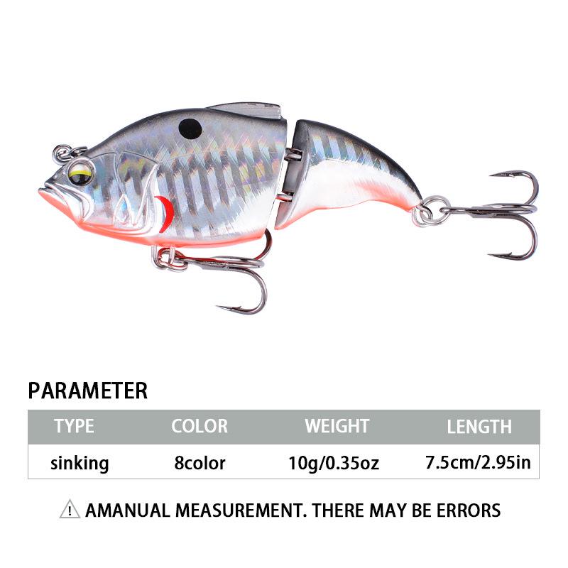 7.5cm/10g Two-Section Floating Minnow Lure: Multi-Section Bionic Bait for Long Cast Fishing.