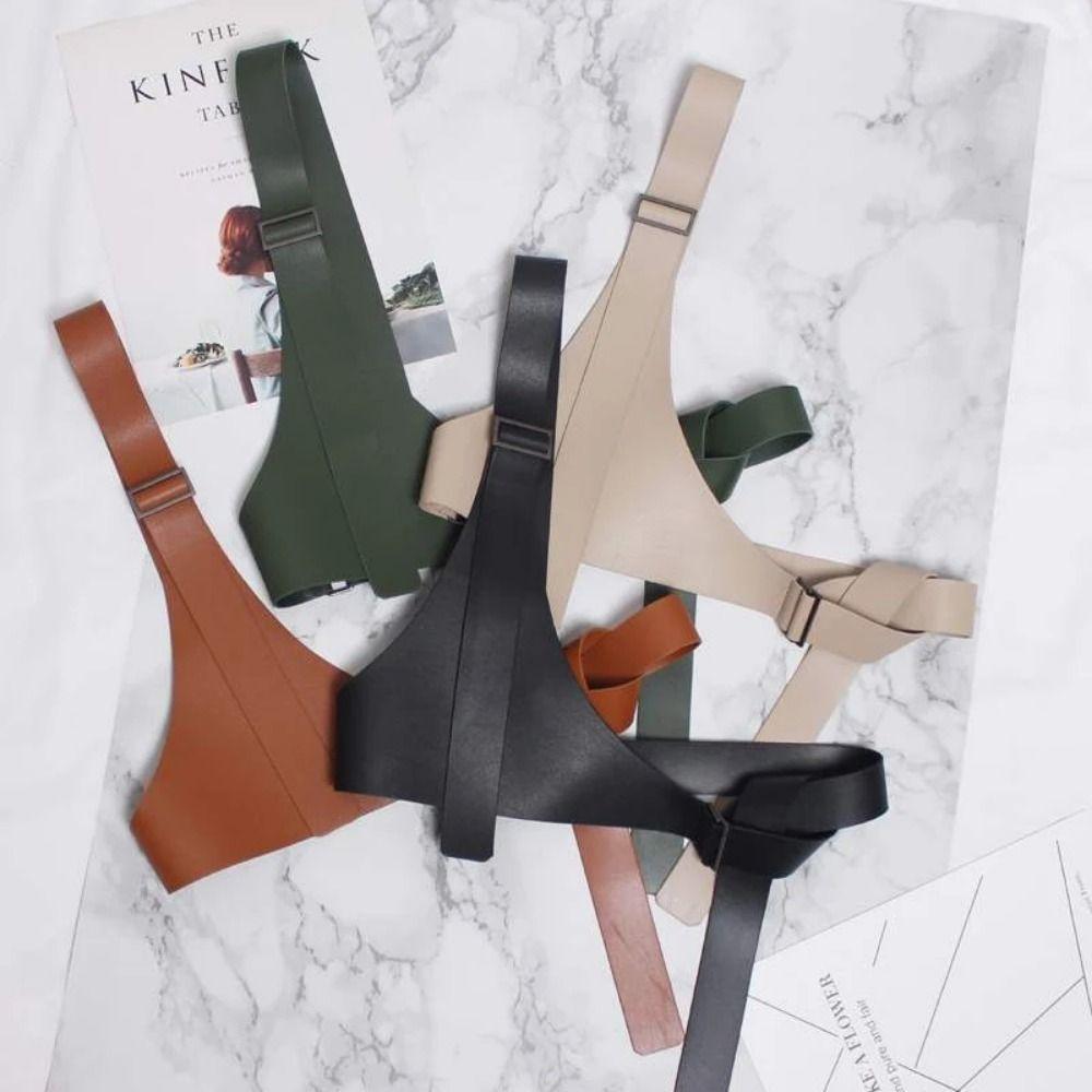 Irregular Design Women Waist Harness PU Leather Dress Cummerbunds  Coat Matching