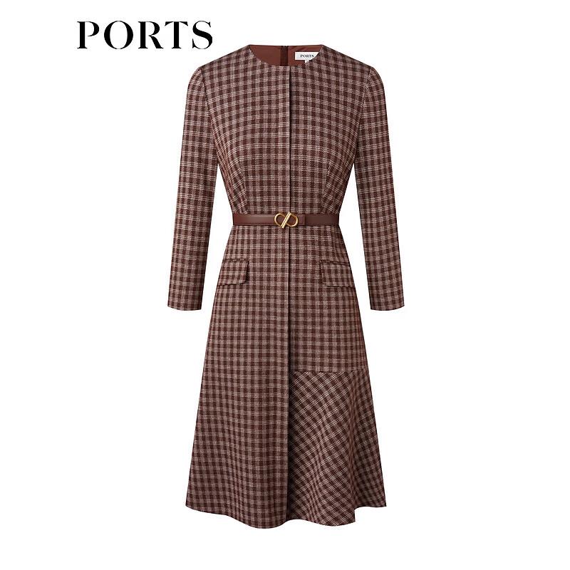PORTS Women's Autumn/Winter Fashion Plaid Jacquard Dress